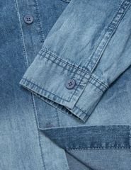 Áo sơ mi bé trai dài tay túi thân trước