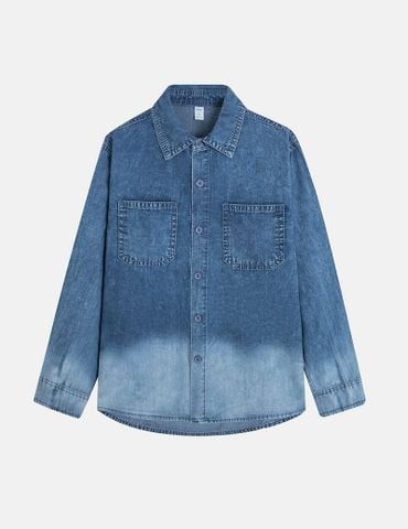 Áo sơ mi bé trai dài tay túi thân trước