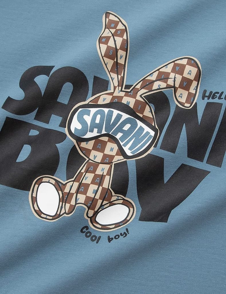 Áo thun dài tay cổ tròn bé trai hình in trước ngực