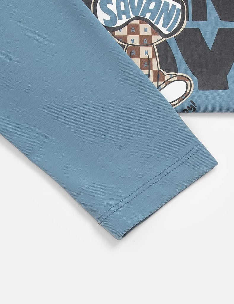 Áo thun dài tay cổ tròn bé trai hình in trước ngực