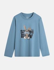 Áo thun dài tay cổ tròn bé trai hình in trước ngực