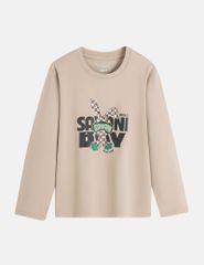 Áo thun dài tay cổ tròn bé trai hình in trước ngực