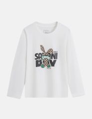 Áo thun dài tay cổ tròn bé trai hình in trước ngực