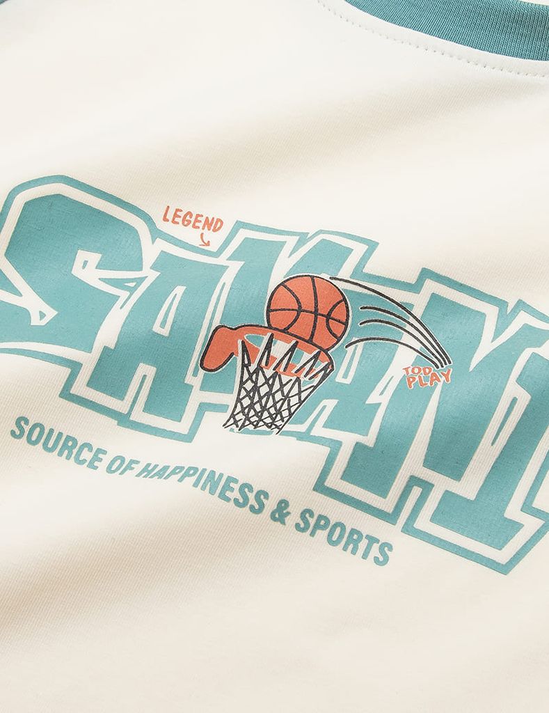 Áo thun dài tay bé trai cổ tròn hình in trước ngực