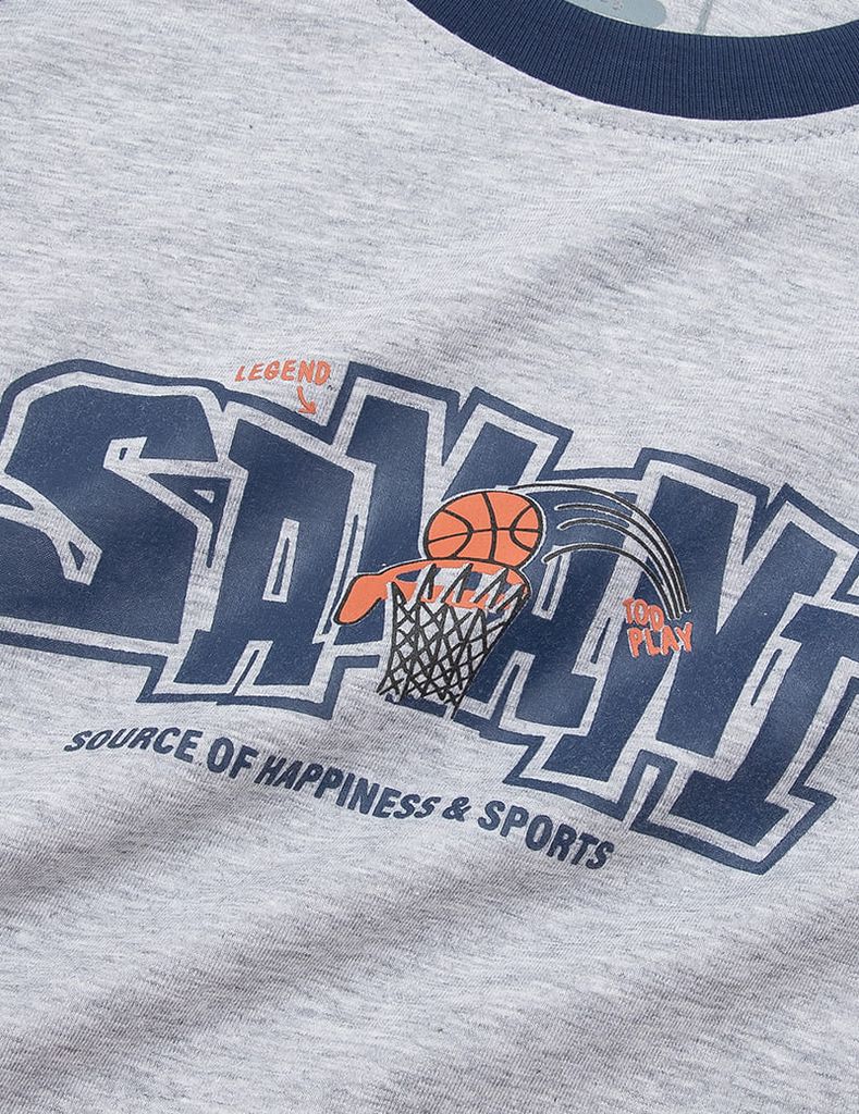 Áo thun dài tay bé trai cổ tròn hình in trước ngực