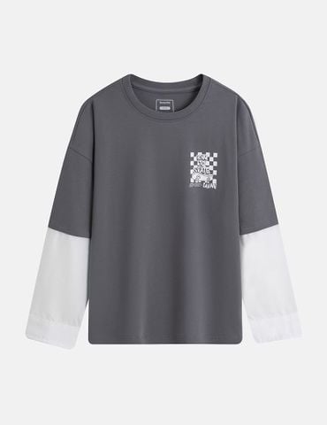 Áo thun dài tay bé trai phối màu