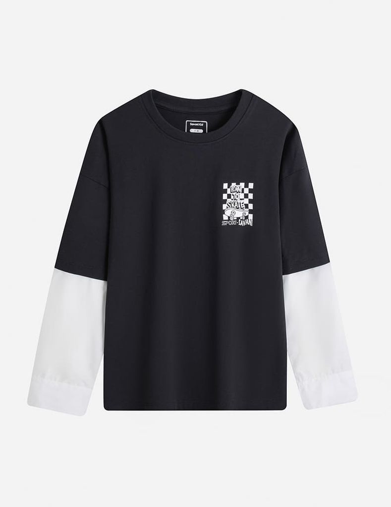 Áo thun dài tay bé trai phối màu