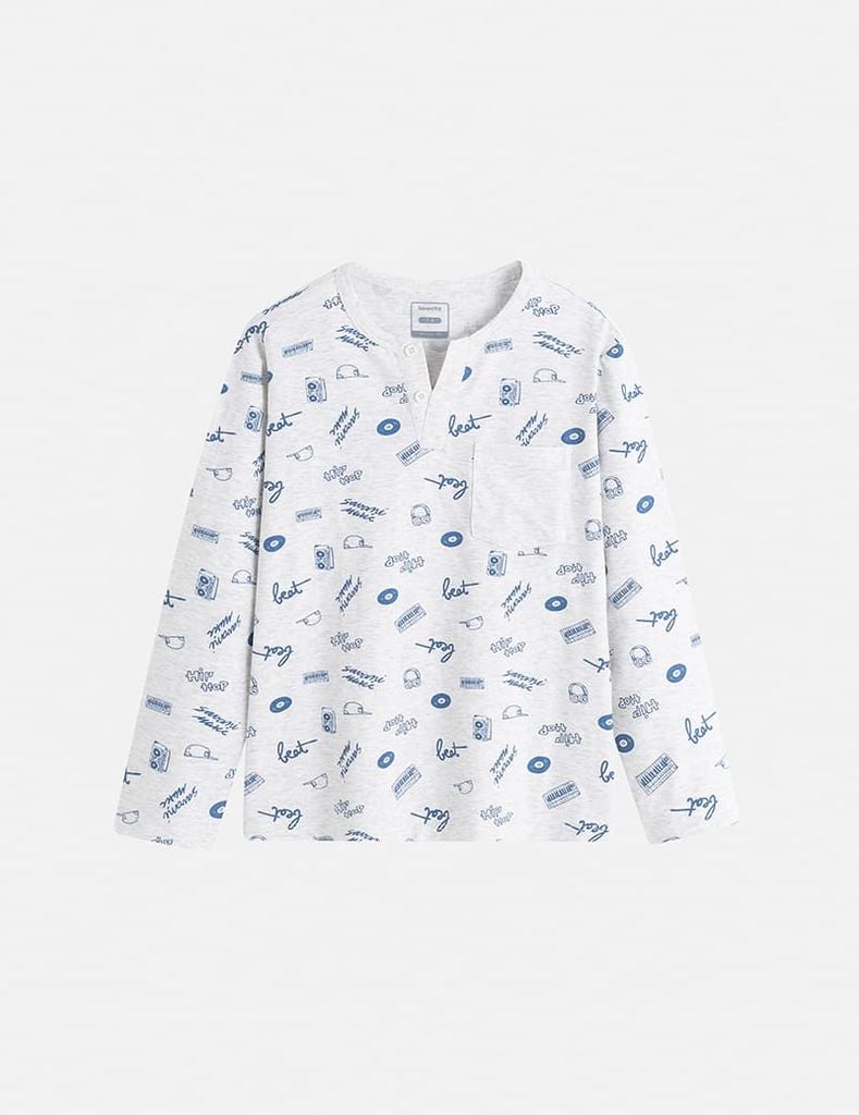 Áo thun dài tay bé trai cổ tròn