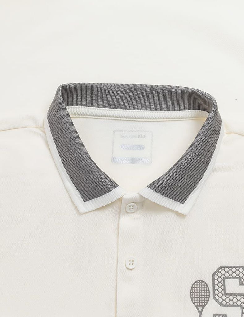 Áo polo ngắn tay bé trai hình in trước ngực