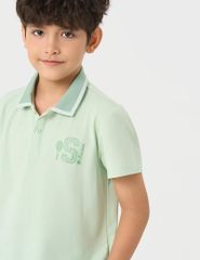 Áo polo ngắn tay bé trai hình in trước ngực
