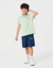 Áo polo ngắn tay bé trai hình in trước ngực