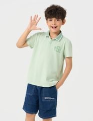 Áo polo ngắn tay bé trai hình in trước ngực