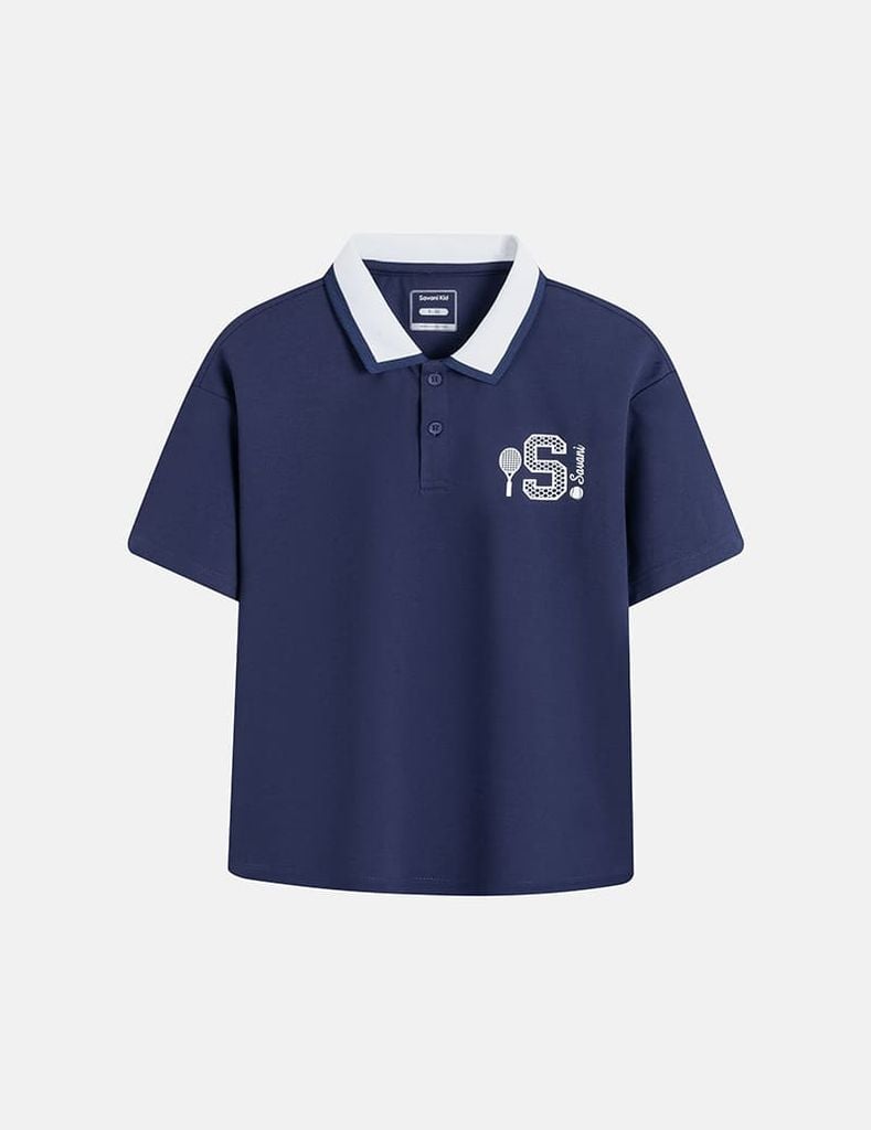 Áo polo ngắn tay bé trai hình in trước ngực