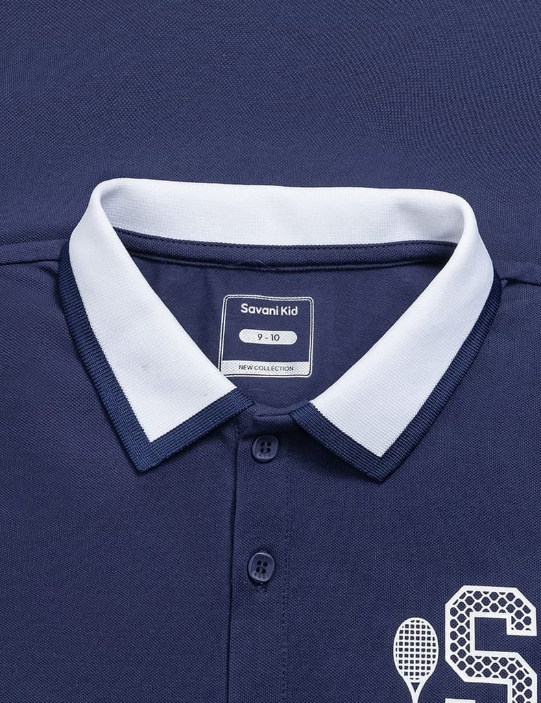 Áo polo ngắn tay bé trai hình in trước ngực