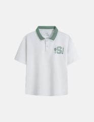 Áo polo ngắn tay bé trai hình in trước ngực