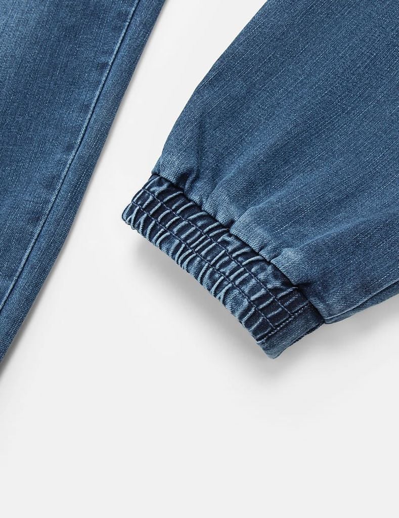 Quần jean bé trai cạp chun bo gấu