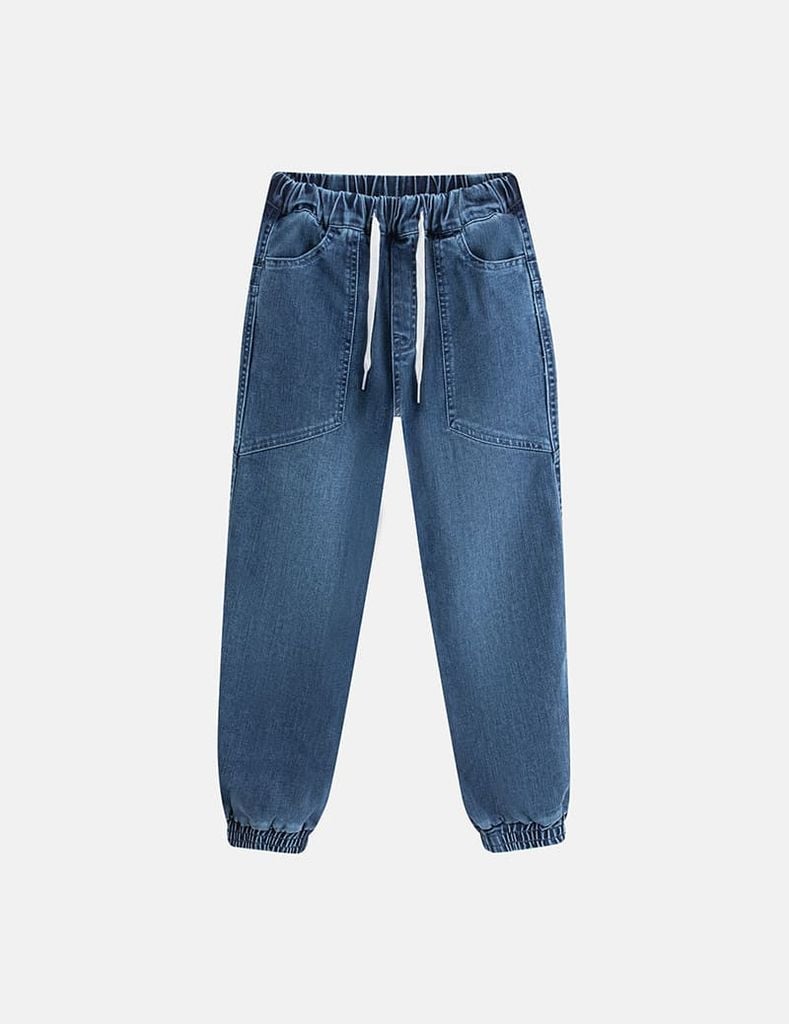 Quần jean bé trai cạp chun bo gấu