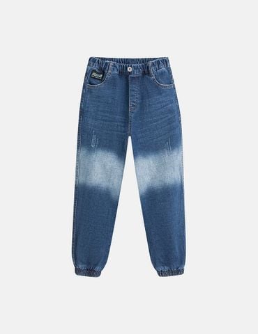 Quần jean bé trai cạp chun bo gấu