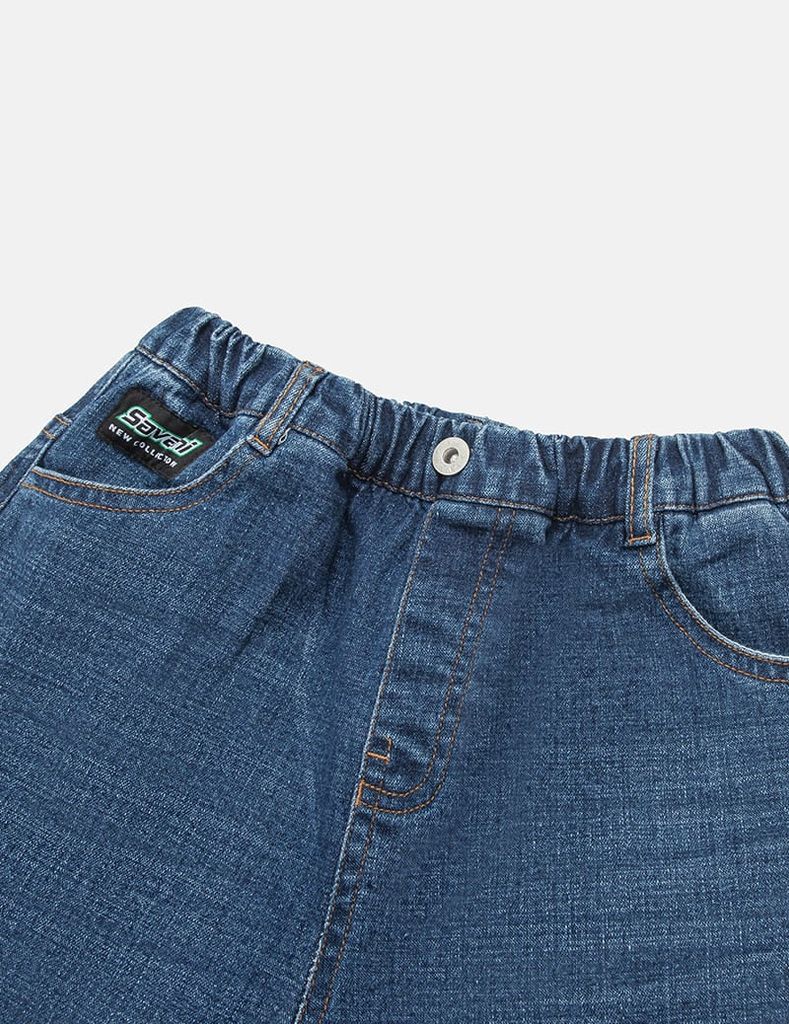 Quần jean bé trai cạp chun bo gấu