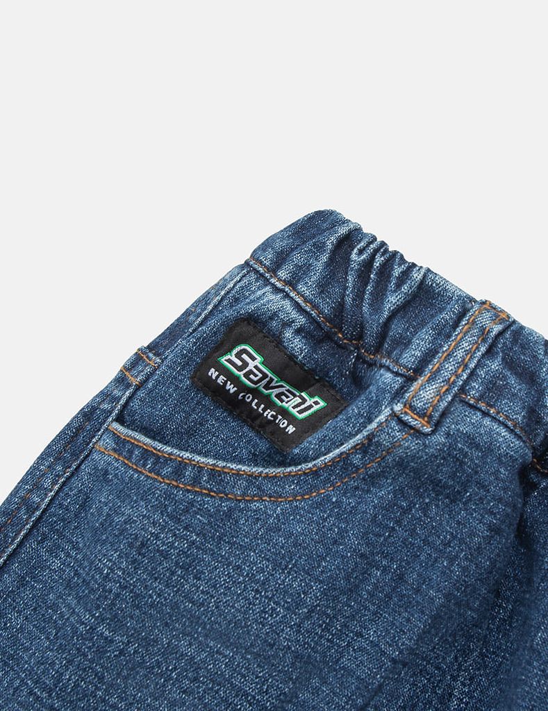 Quần jean bé trai cạp chun bo gấu