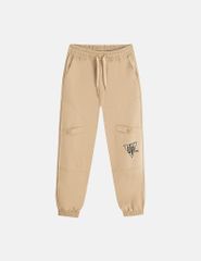 Quần khaki bé trai cạp chun mác in trang trí