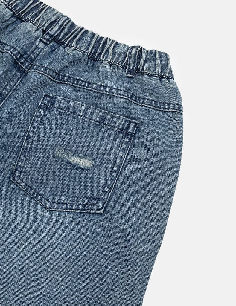 Quần short jean bé trai cạp chun