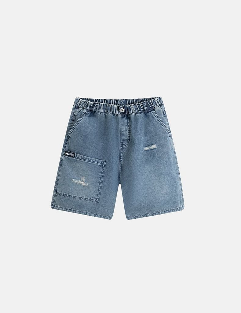 Quần short jean bé trai cạp chun