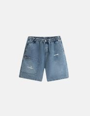 Quần short jean bé trai cạp chun
