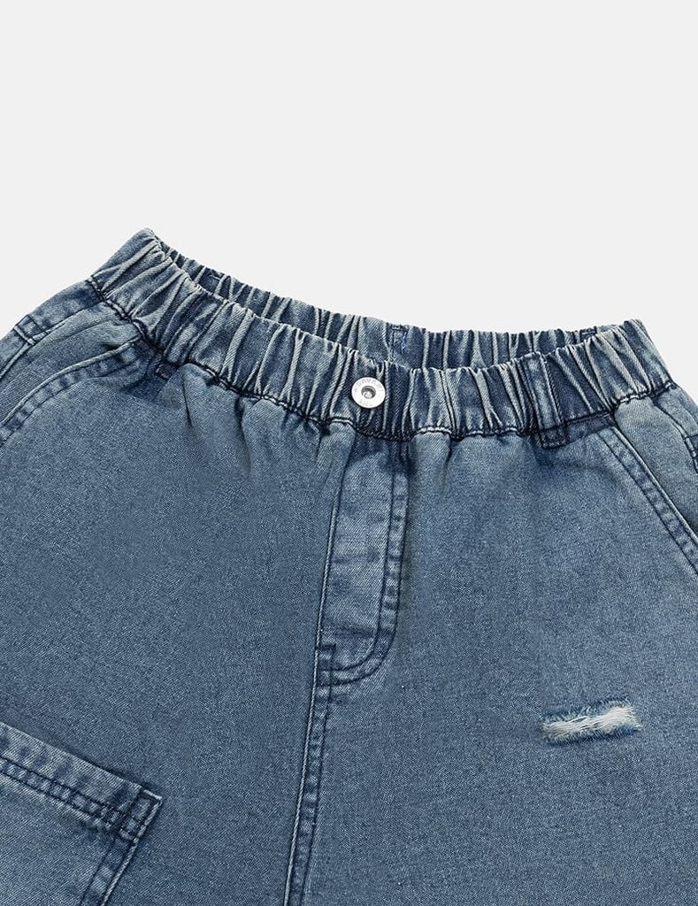 Quần short jean bé trai cạp chun