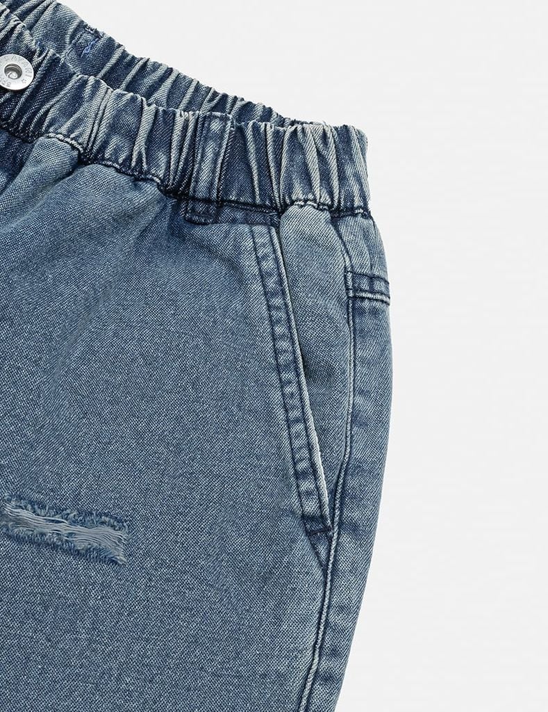 Quần short jean bé trai cạp chun