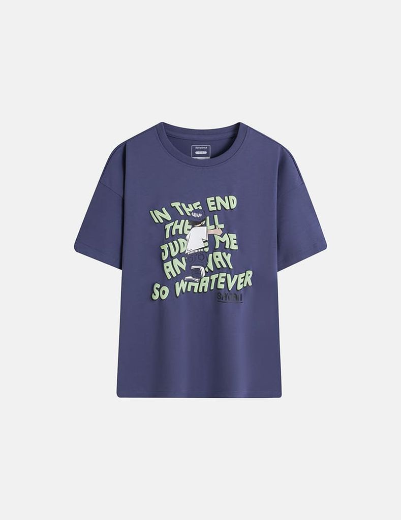 Áo T-shirt bé trai hình in trước ngực dáng suông rộng