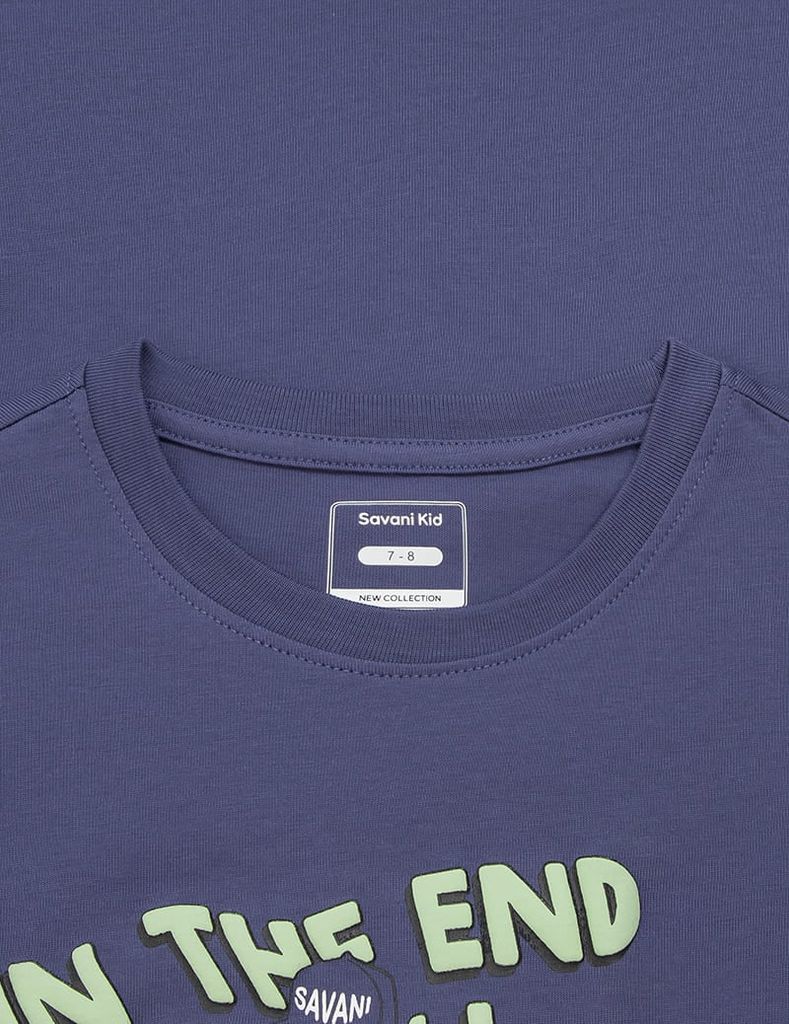 Áo T-shirt bé trai hình in trước ngực dáng suông rộng