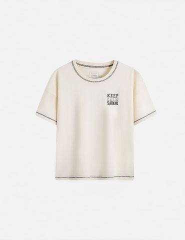 Áo T-shirt ngắn tay bé trai hình in trước ngực trái