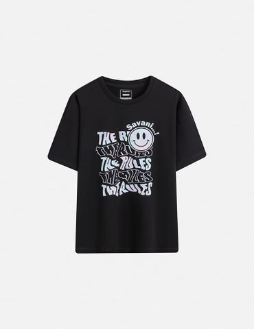 Áo T-shirt bé trai hình in trước ngực dáng suông rộng