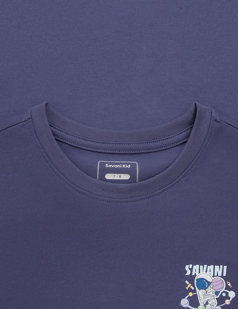 Áo T-shirt bé trai hình in trước ngực dáng suông rộng