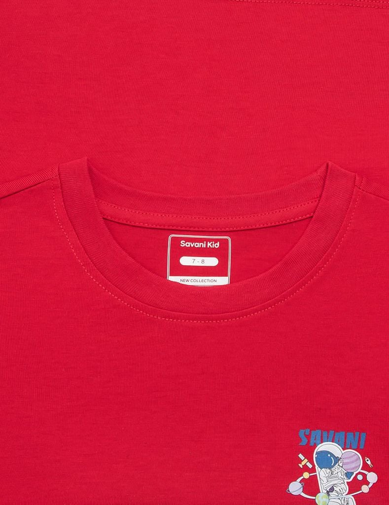 Áo T-shirt bé trai hình in trước ngực dáng suông rộng