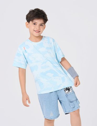 Quần short jean cạp chun dây dệt luồn chắc chắn