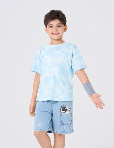 Quần short jean cạp chun dây dệt luồn chắc chắn