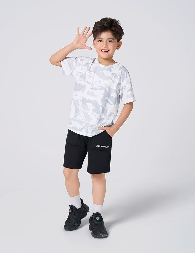 Áo t-shirt bé trai ngắn tay cổ tròn hình in