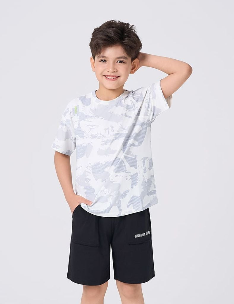 Áo t-shirt bé trai ngắn tay cổ tròn hình in