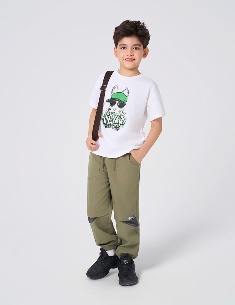 Quần khaki bé trai cạp chun phối