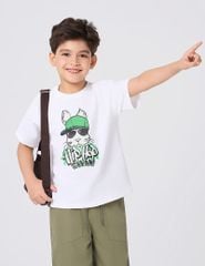 Áo t-shirt ngắn tay bé trai cổ tròn hình in trước ngực