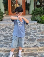 Quần short jean bé trai cạp chun