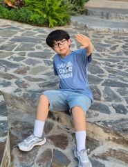 Quần short jean bé trai cạp chun
