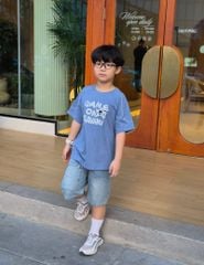 Quần short jean bé trai cạp chun