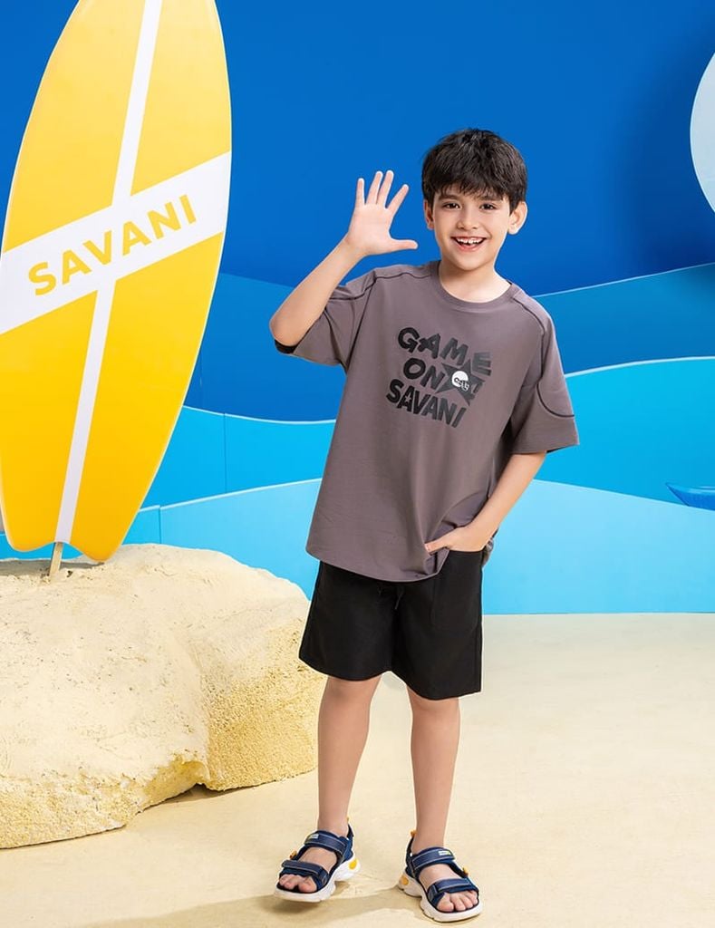 Áo thun ngắn tay cổ tròn bé trai