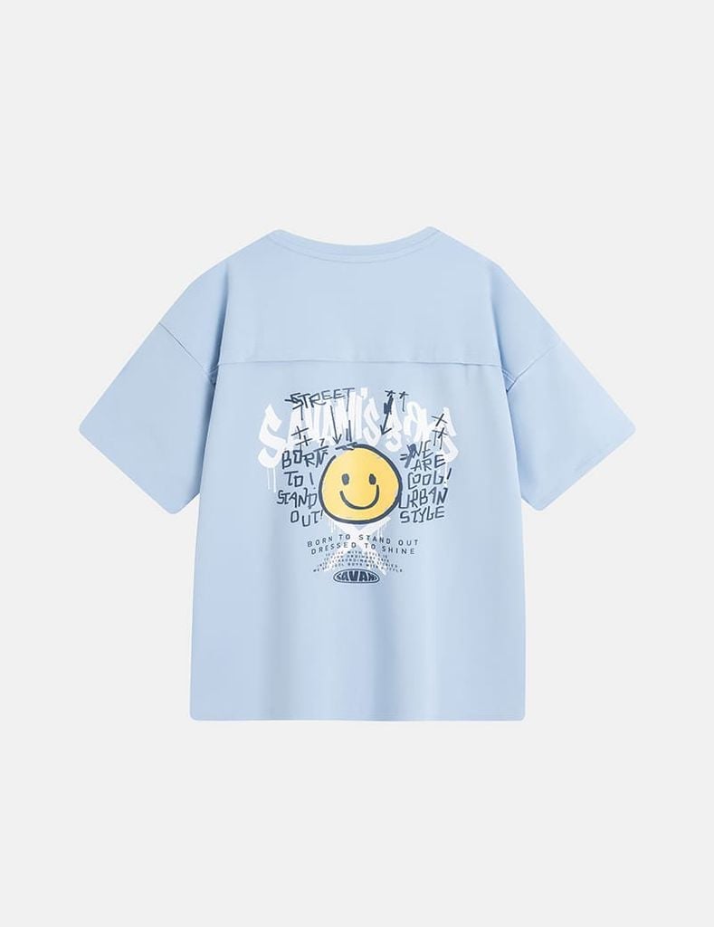 Áo thun ngắn tay bé trai cổ tròn