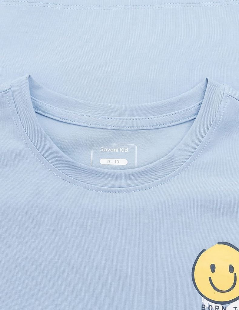 Áo thun ngắn tay bé trai cổ tròn