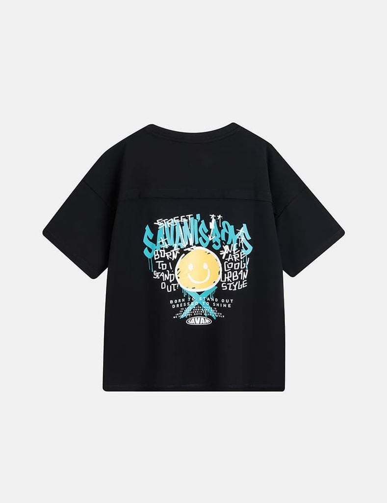 Áo thun ngắn tay bé trai cổ tròn