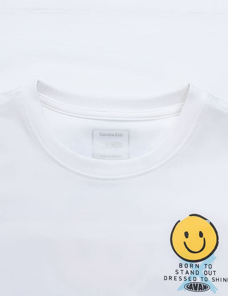 Áo thun ngắn tay bé trai cổ tròn